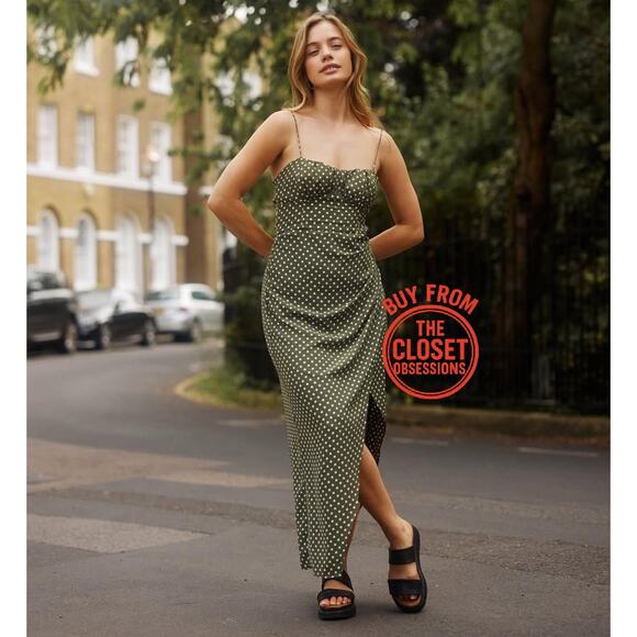 ZARA Blogger Fave Printed Ruched Midi Dress NWT LAST ONE!!! 💚 - Picture 14 of 16